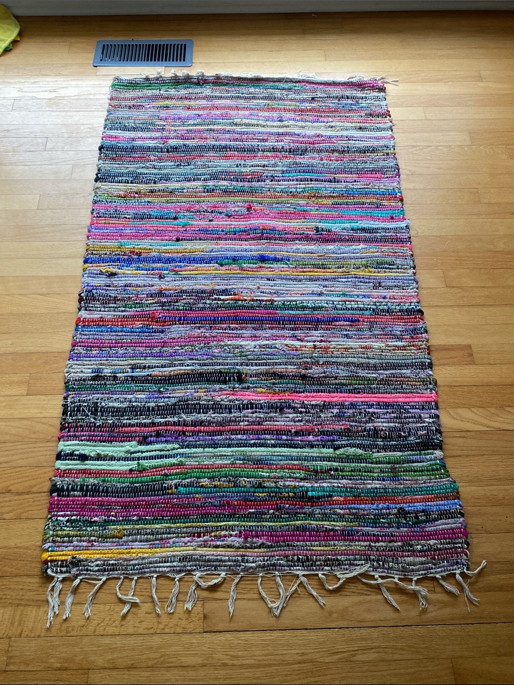 Handwoven Multicolor Rag Rug - Vibrant Stripes